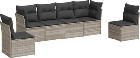 vidaXL Set canapele de grădină cu perne, 6 piese gri deschis poliratan