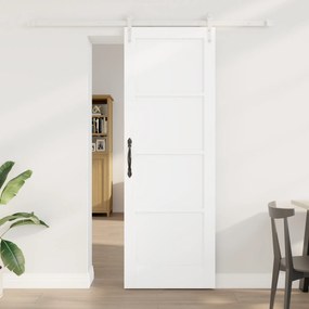 Ușa glisantă vidaXL cu set de accesorii alb 73.5x211 cm din lemn masiv de pin