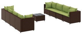 3308046 vidaXL Set mobilier de grădină cu perne, 9 piese, maro, poliratan