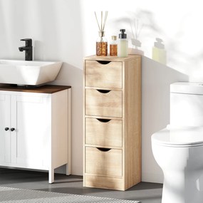 HOMCOM Dulap de Baie Compact cu 4 Sertare și Mânere Sculpatate, Stil Nordic | Aosom Romania