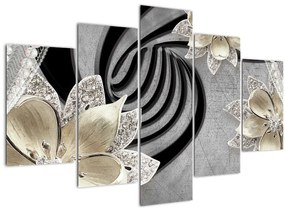 Tablou - 3D Flori aurii (150x105 cm)