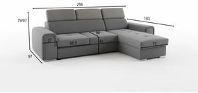 Colțar extensibil universal SALVADA, în L, cu spațiu de depozitare, gri închis