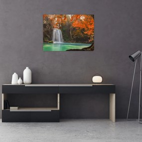 Tablou pe sticlă - Cascadă în Thailanda (70x50 cm)