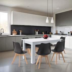 Set de masă Zara 6+1 alb-negru