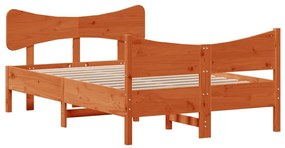 3216401 vidaXL Cadru de pat cu tăblie, maro ceruit, 120x190 cm, lemn masiv pin