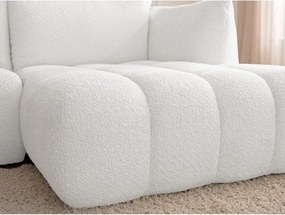Colțar alb cu tapițerie din țesătură bouclé (cu colț pe partea dreaptă/cu șezlong) Azra – Bobochic Paris