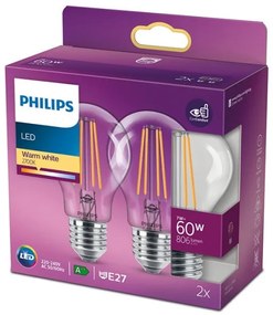 SET 2x bec LED VINTAGE Philips E27/7W/230V 2700K