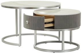 Mauro Ferretti Set De 2 Masute De Cafea Grays  Cm Ø 70X45-50X38 | Aosom Romania