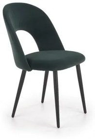 Scaun tapitat cu stofa si picioare metalice, Kai-384 Velvet Verde Inchis / Negru, l54xA57xH84 cm