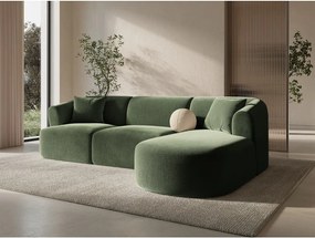 Colțar verde cu tapițerie din catifea (cu colț pe partea dreaptă/cu șezlong) Campi – Cosmopolitan Design