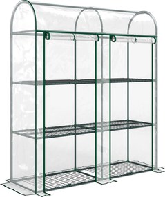 Outsunny Seră mică cu 3 nivele 2 uși rulante cadru din oțel husă din plastic 143x46x164 cm transparentă | Aosom Romania
