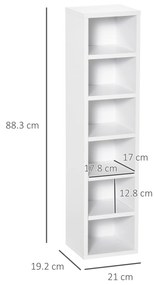 HOMCOM Bibliotecă Raft pentru CD, Set din 2 Piese cu 12 Rafturi din Lemn, 21x19,2x88,3 cm, Alb | Aosom Romania