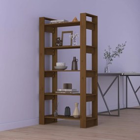 Bibliotecă/separator cameră, maro miere, 80x35x160 cm, lemn pin
