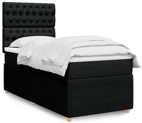 vidaXL Pat box spring cu saltea, negru, 90x190 cm, textil