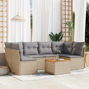 vidaXL Set canapele de grădină, 7 piese, cu perne, bej, poliratan
