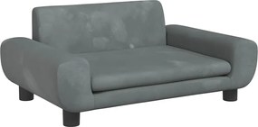 vidaXL Pat de câini, gri închis, 70x45x33 cm, catifea