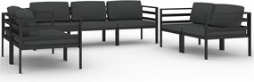 vidaXL Set mobilier de grădină cu perne, 7 piese, antracit, aluminiu