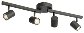 Spot de plafon negru GU10 50mm cu 4 lumini, inclusiv iluminare de fundal - Back Up