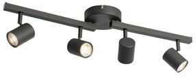 Spot de tavan negru GU10 50mm cu 4 lumini, inclusiv iluminare de fundal și comutator cu 3 căi - Back Up