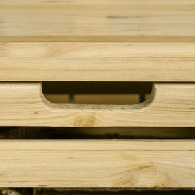 Outsunny Bancă de Depozitare pentru Grădină din Lemn de Brad cu Spalier Integrat și 4 Rafturi, Bancă de Depozitare Exterior Impermeabilă cu Închidere Magnetică, 80x45x160 cm, Culoare Lemn | Aosom Romania