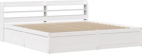 vidaXL Cadru pat cu tăblie 200x200 cm, alb, lemn masiv de pin