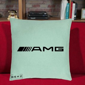 Perna Personalizata cu emblema Mercedes-AMG, 40x40 cm, Verde Menta, Husa Detasabila, Perna Inclusa, BEKZ®
