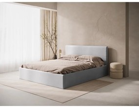 Tăblie de pat gri deschis tapițată 190,5x100 cm Remo – Micadoni