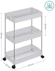 Raft multifunctional pe roti MOBIX cu 3 cosuri, alb