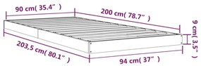 Cadru de pat, alb, 90x200 cm, lemn masiv de pin Alb, 90 x 200 cm