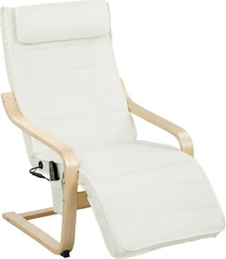 HOMCOM Fotoliu pentru living cu încălzire și suport pentru picioare reglabil Crem Lemn | Aosom Romania