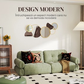 HOMCOM Oglindă Modernă Rotundă de Perete cu Decorațiune 101x41.5 cm, Auriu | Aosom Romania