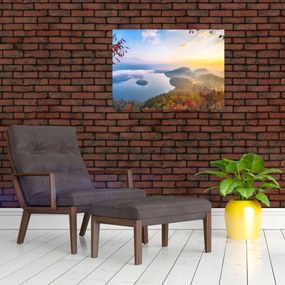 Tablou pe sticlă - Lacul Bled (70x50 cm)