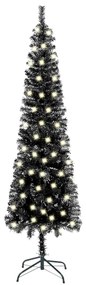 Brad de Craciun subtire cu LED-uri, negru, 120 cm 1, Negru, 120 cm