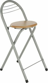 Scaun bar BOXER, stejar/aluminiu, 36x44x80 cm