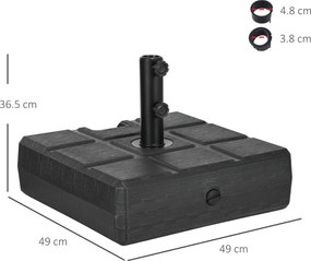 Outsunny Suport 40kg Pătrat pentru Umbrelă Soare, Efect Lemn, Bază Rezistentă din Plastic | Aosom Romania