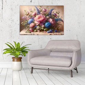 Tablou - Masă plină de flori (90x60 cm)