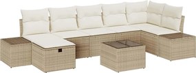 vidaXL Set de canapele pentru grădină cu pernă 8 pcs Bej poliratan