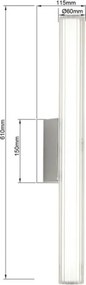 Aplica LED pentru oglindă de baie LINEA, 12W, 230V, 3000/4000/6000K, IP44, 61 cm, crom mat