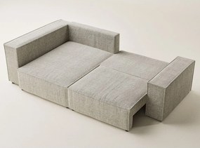 Colțar bej extensibil/cu spațiu de depozitare cu tapițerie din chenille (cu colț pe partea stângă/în formă de ”L”) Tonga – Maison de Rêve