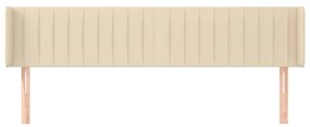 Tablie de pat cu aripioare, crem, 183x16x78 88 cm textil 1, Crem, 183 x 16 x 78 88 cm
