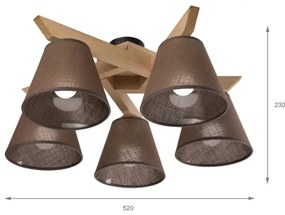 Lustră aplicată Brilagi ANTHONY 5xE14/40W/230V stejar/maro