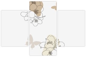 Tablou - Flori bej cu fluture N⁰2 (90x60 cm)