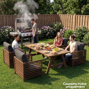 Outsunny Set de 4 perne pentru scaune de exterior, perne de grădină, huse detașabile și lavabile, pentru exterior, gri închis | Aosom Romania