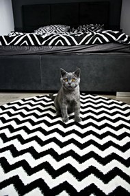 Covor Sketch rotund - F561 negru și alb - Zig Zag