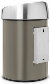 Brabantia Touch Bin 647215, 3 L, Deschidere lină și silențioasă, Montat pe perete, Gri