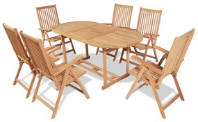 Set mobilier exterior cu scaune pliabile 7 piese lemn tec masiv Oval, 7