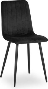 Scaun din catifea neagra LAVA ONYX cu picioare negre