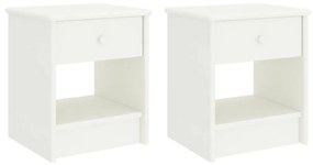 322228 vidaXL Noptiere, 2 buc., alb, 35 x 30 x 40 cm, lemn masiv de pin