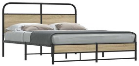 vidaXL Cadru pat fără saltea stejar fumuriu 150x200 cm lemn prelucrat