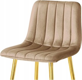 Scaun de bar POZZA VELVET cu picioare aurii, maro